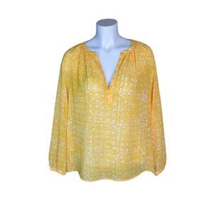Michael Michael Kors Sheer Womens Blouse Yellow Classy Casual Cool Womens Small